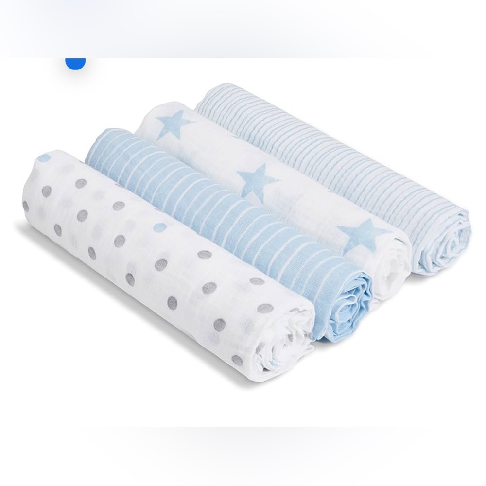 Set of 4 Baby Muslin Swaddle Blankets